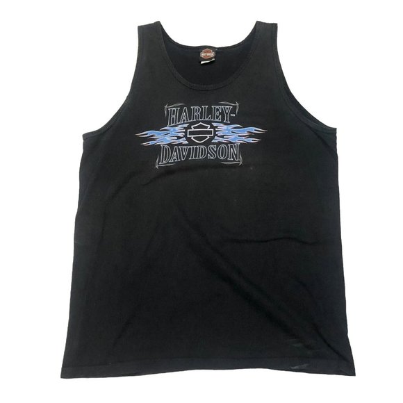 Harley Davidson Motorcycles Black Tank Top New Castle DE. - Size XL Made In USA - Picture 1 of 8
